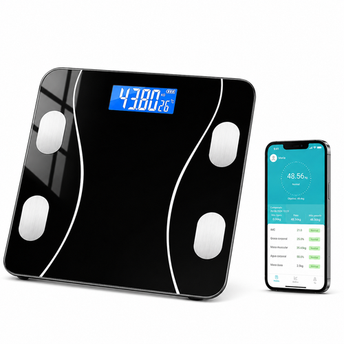 BÁSCULA DIGITAL BLUETOOTH INTELIGENTE 180 KG – PANTALLA LCD