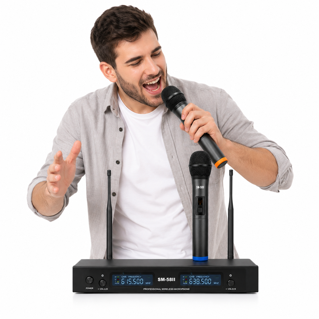 KIT MICRÓFONO INALÁMBRICO DOBLE SM-58II