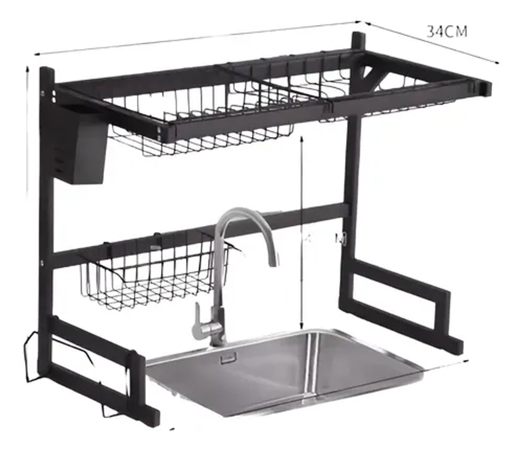 Escurridor Organizador de Platos 65 cm con Porta Utensilios