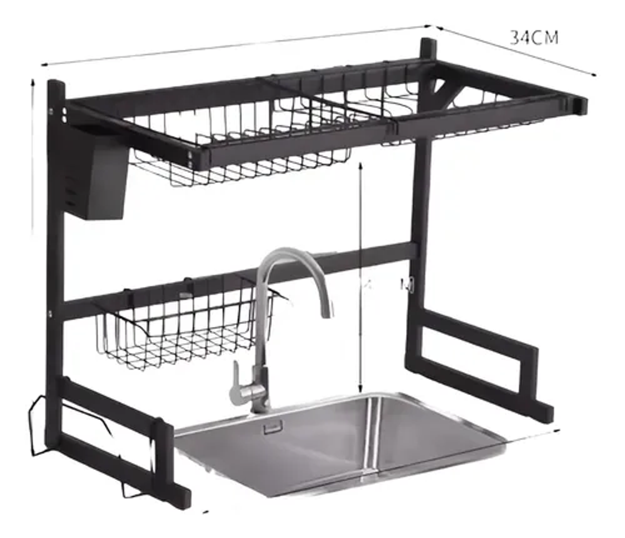 Escurridor Organizador de Platos 65 cm con Porta Utensilios