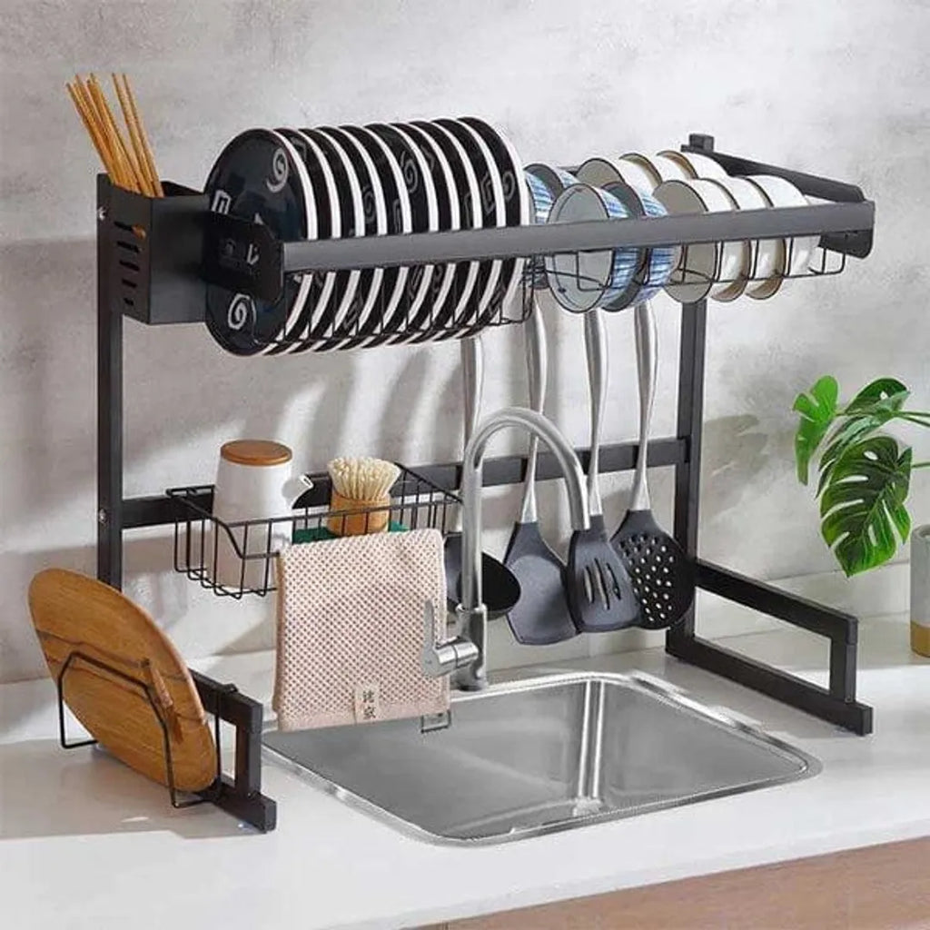 Escurridor Organizador de Platos 65 cm con Porta Utensilios