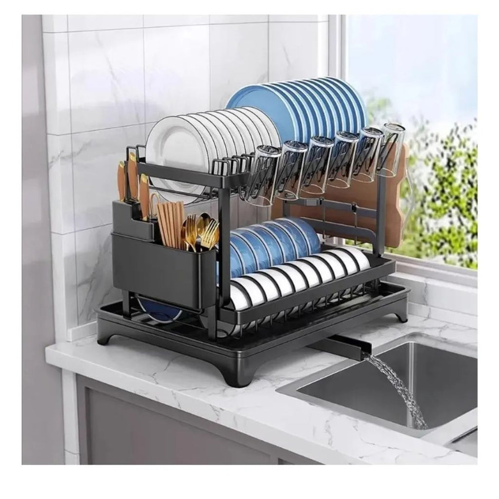 Escurridor de Platos 2 Niveles con Desagüe | Organizador de Cocina