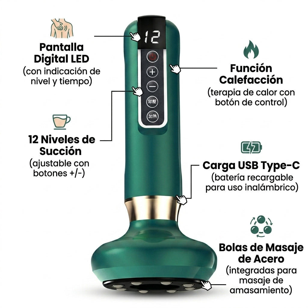 Masajeador Eléctrico Corporal Ventosa Calor