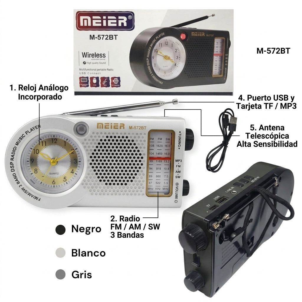 C-Radio Con Reloj Meimer / M-572