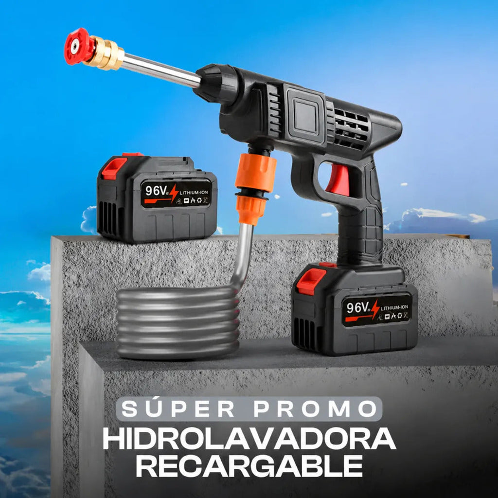 Hidrolavadora Portátil Inalámbrica 96V | Doble Batería | Boquilla 6 Chorros