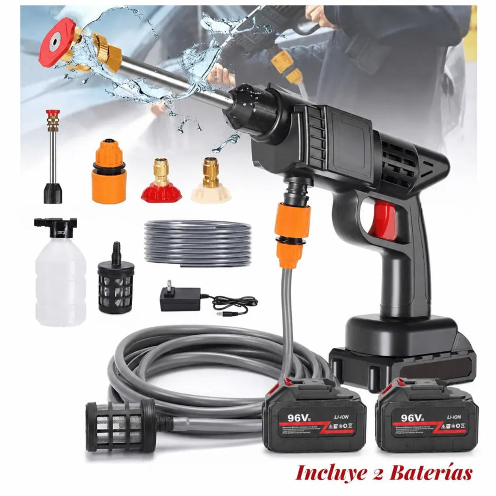 Hidrolavadora Portátil Inalámbrica 96V | Doble Batería | Boquilla 6 Chorros