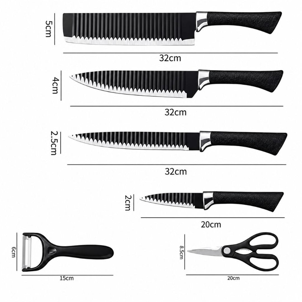 Kit de Cuchillos de Cocina 6 Piezas | Acero Inoxidable | Set Multifuncional