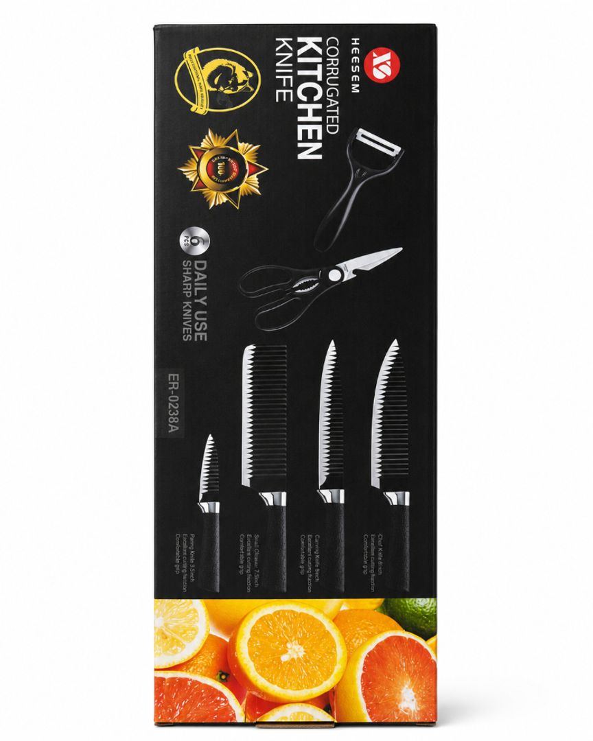 Kit de Cuchillos de Cocina 6 Piezas | Acero Inoxidable | Set Multifuncional