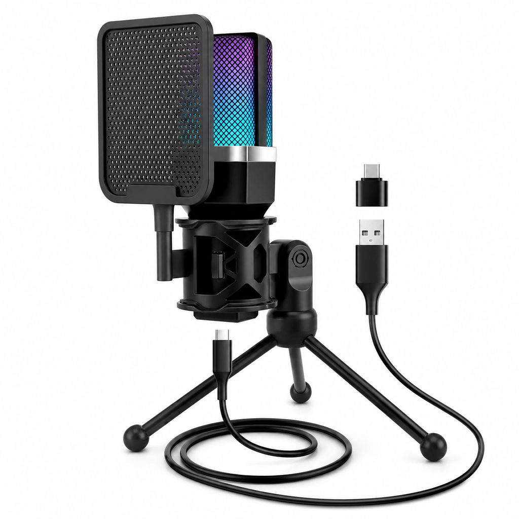 MICRÓFONO CONDENSADOR RGB X1S | Sonido Profesional para Streaming, Podcast y Gaming