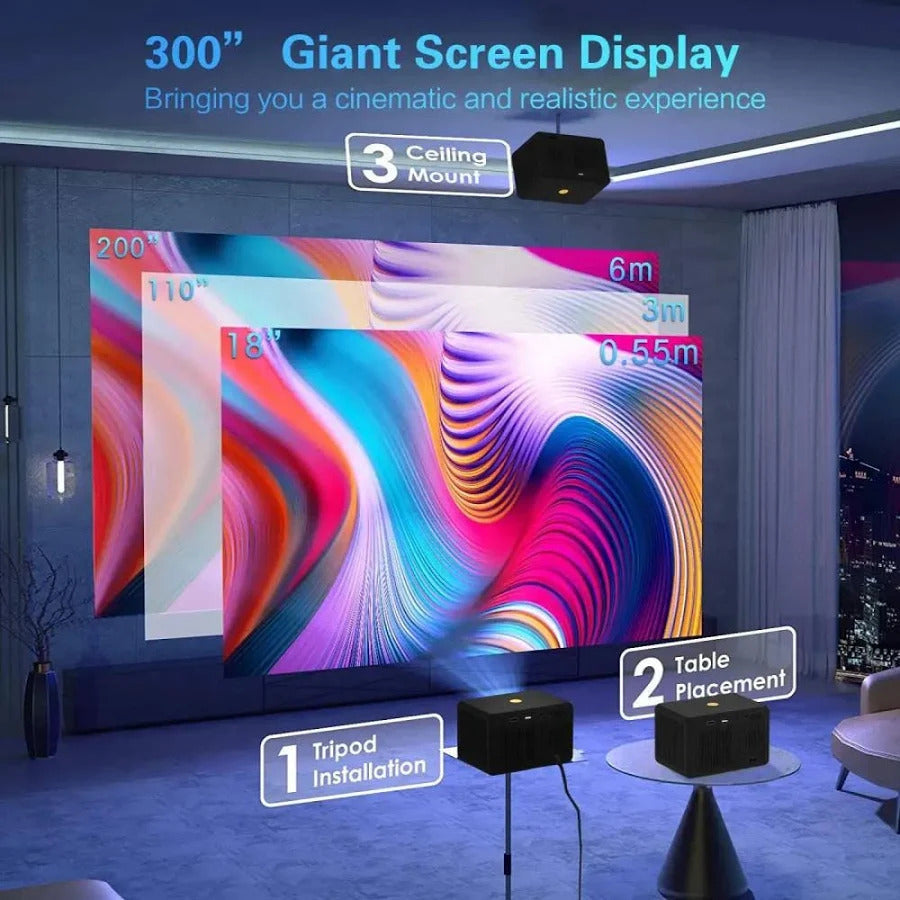 Proyector Android Y7 5000 Lúmenes | Enfoque Electrónico | Zoom Ajustable