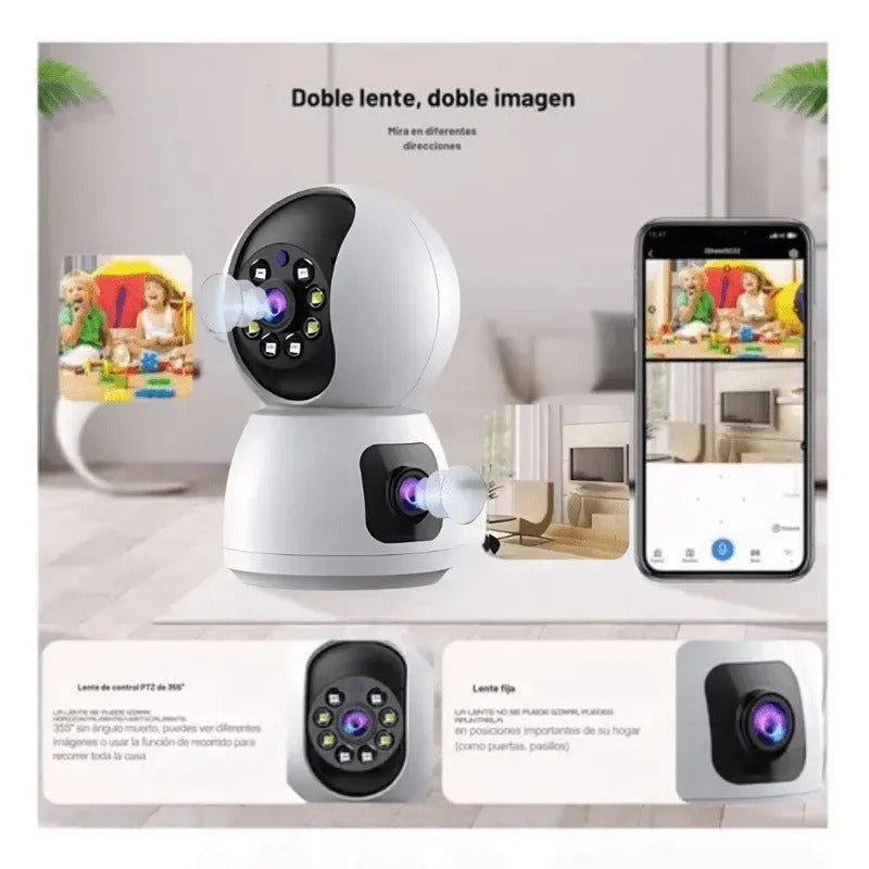 Cámara IP Doble Lente 360° WiFi | Interior | Visión Nocturna