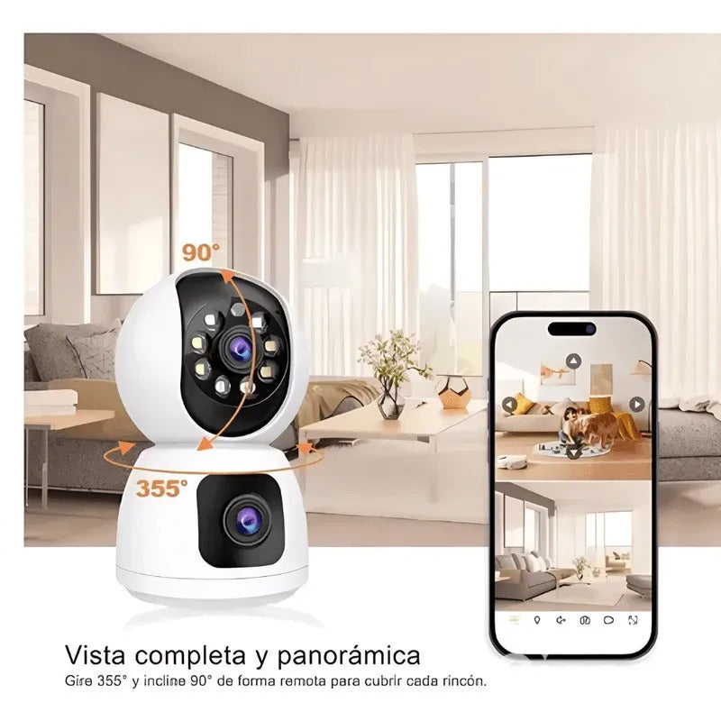 Cámara IP Doble Lente 360° WiFi | Interior | Visión Nocturna