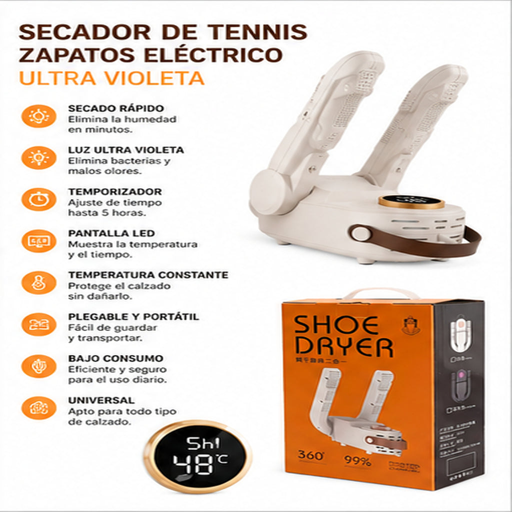 Secador Eléctrico para Zapatos y Botas con Luz UV 200W