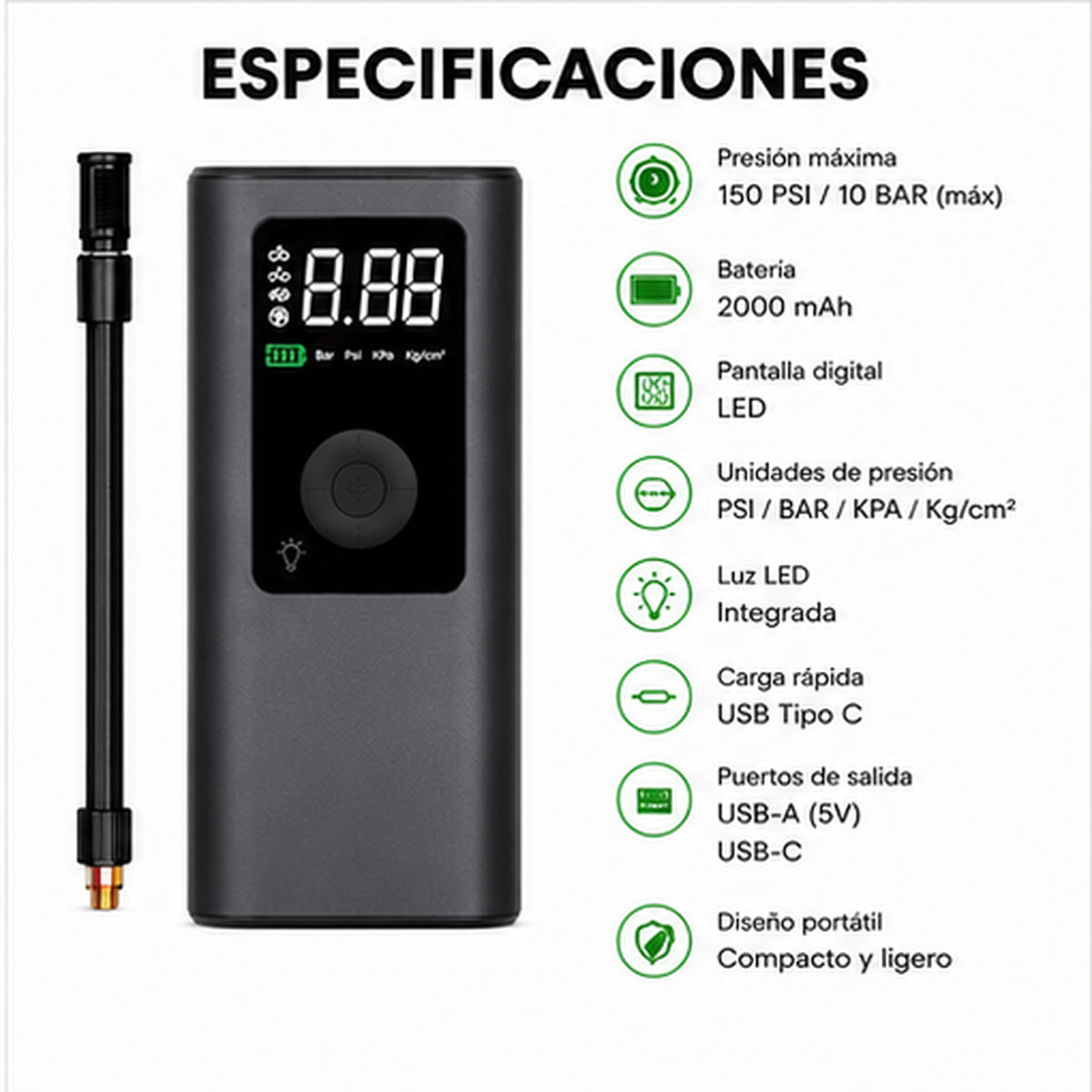 Compresor De Aire Portátil Inalámbrico LLZ-668