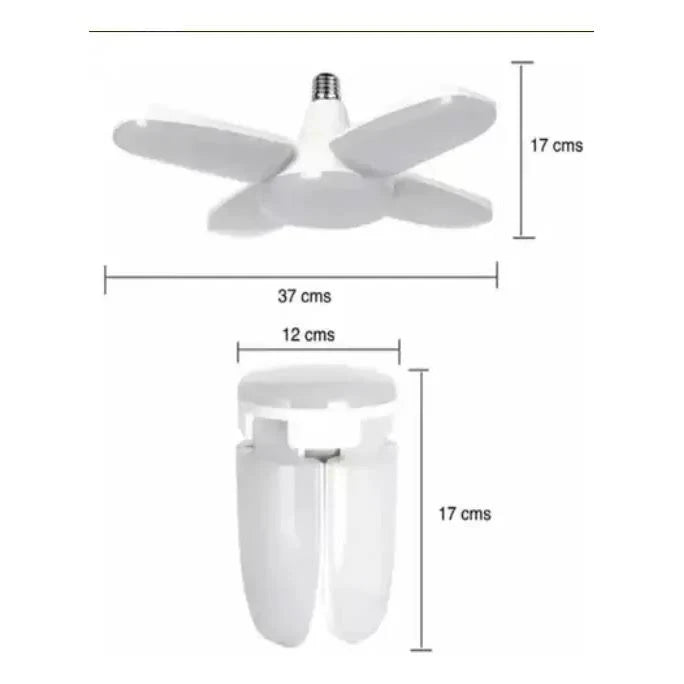 Bombillo Led 4 Aspas 60w Plegable Ahorro Energía Blanco