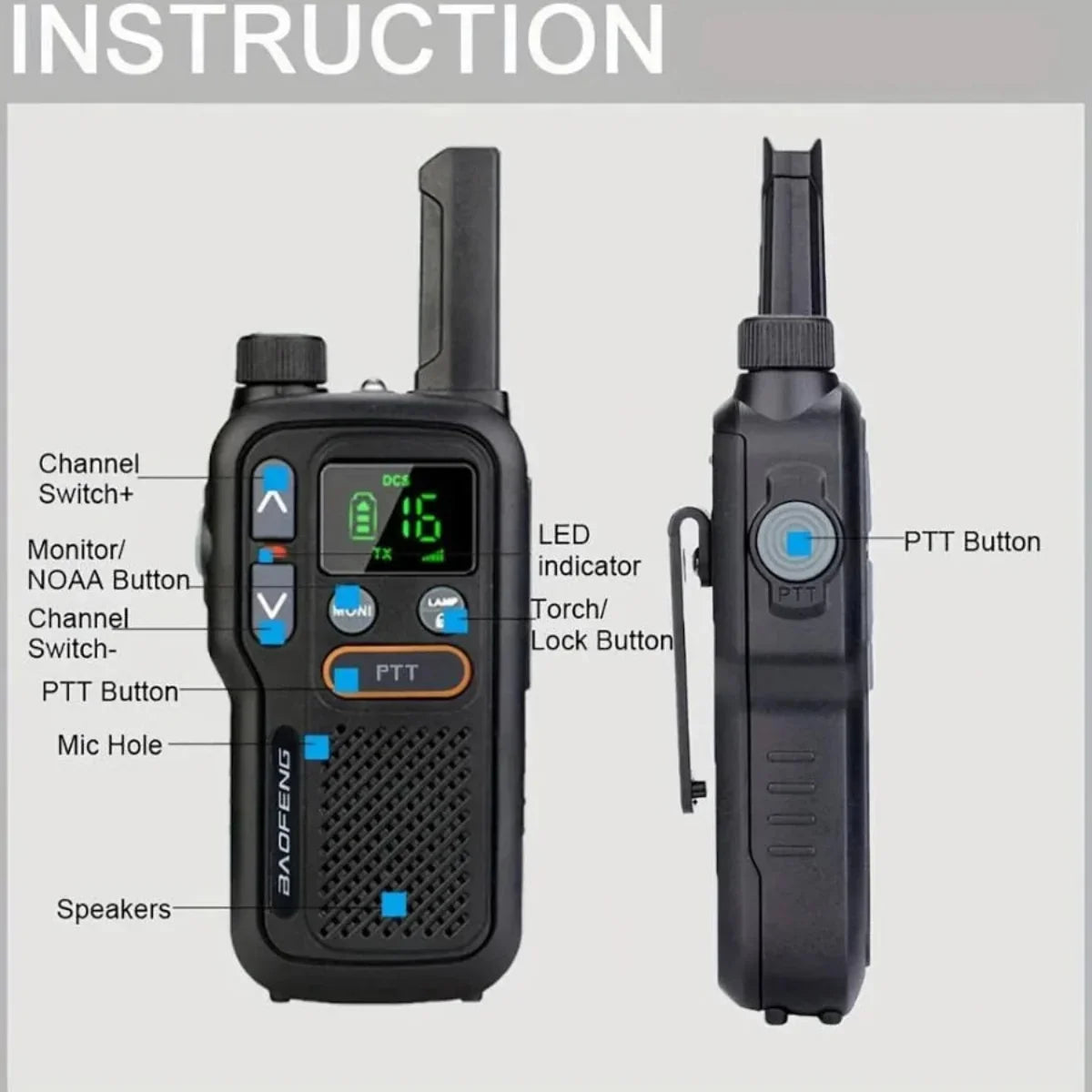 Radios de Comunicación Baofeng Walkie Talkie X2 Pantalla T18