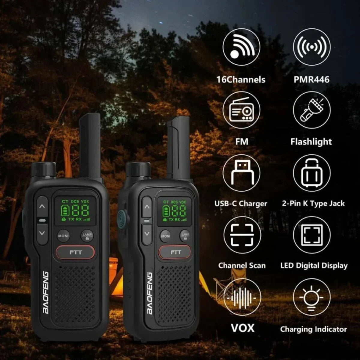Radios de Comunicación Baofeng Walkie Talkie X2 Pantalla T18